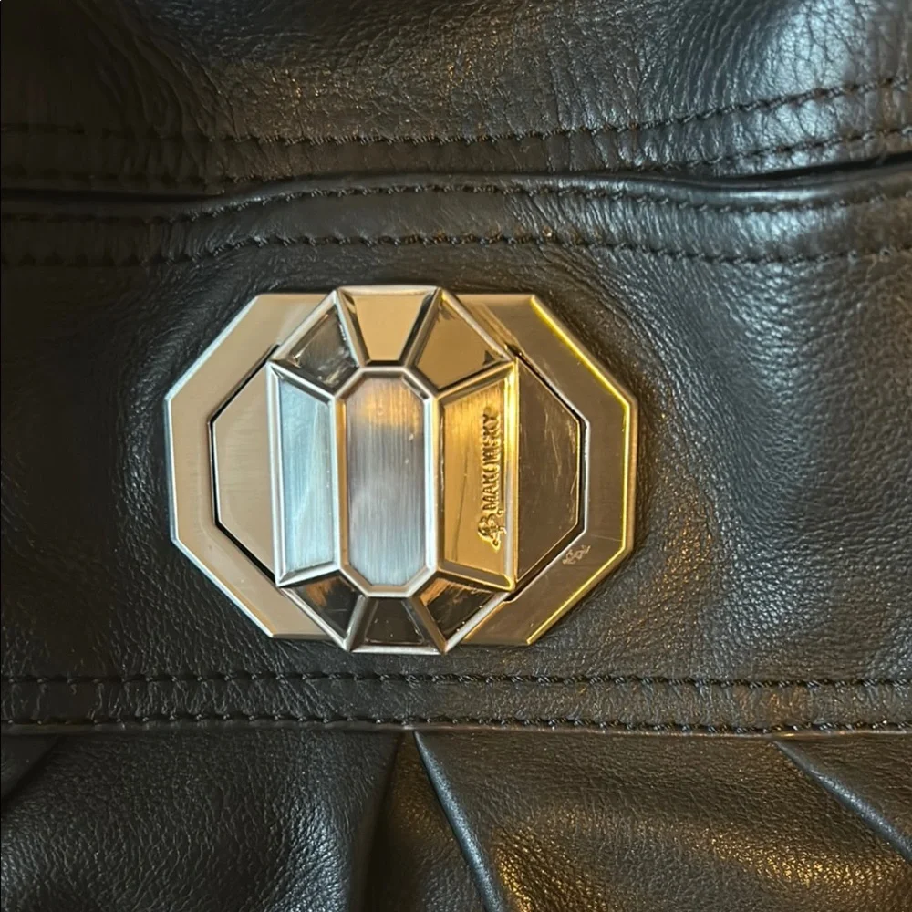 B.Makowsky Black Slouchy Shoulder Bag with Silver Hardware. - Picture 7 of 15